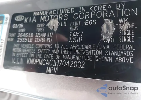 2017 Kia Sportage Lx из США, поврежденный, VIN KNDPMCAC1H7042032